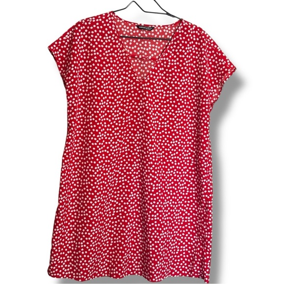 Shein Vibrant Red & White Floral Ditsy Print Front Cutout Lightweight Mini Dress - Picture 10 of 16